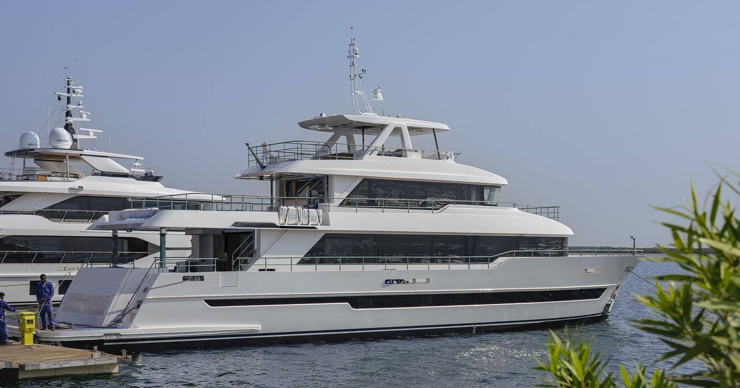 The Nomad 101 Charisma at anchor after launch