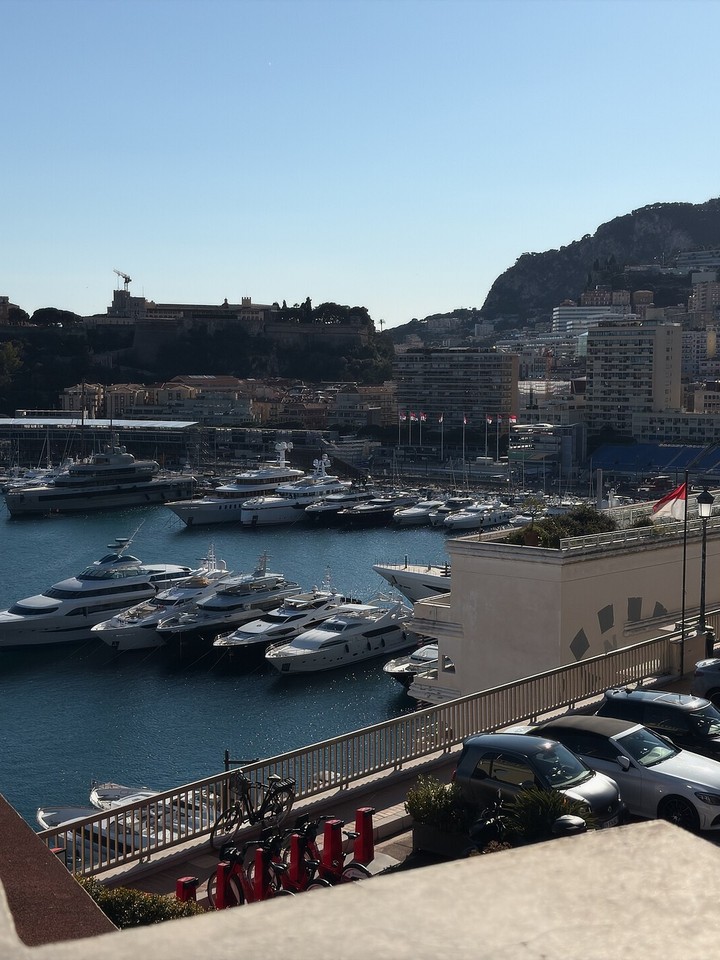 Superyachts berthed in Port Hercule, Monaco